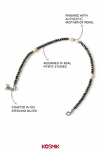 925 Silver Pyrite & Mother of Pearl Anklet