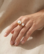 Eclipse Pearl Open Ring – Gold Plated Adjustable Statement Ring