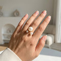 Orbital Pearl Statement Ring – Gold Adjustable Triple Pearl Ring