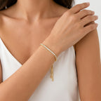 Adjustable Pull-Up Bracelet for Women - Crystal Tennis Slider Bracelet - Gold, Silver and Rose Gold Finish