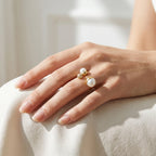 Kosmik Trinity Pearl Ring – Gold Adjustable Luxe Statement Ring