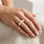 Trinity Crown Ring – Gold Pearl Statement Ring
