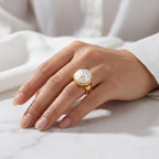 Solstice Baroque Pearl Ring – Gold Adjustable Statement Ring