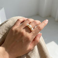 Trinity Crown Ring – Gold Pearl Statement Ring