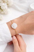 Gold Adjustable Bracelet with Natural Stone | White & Purple Druzy Statement Bracelet