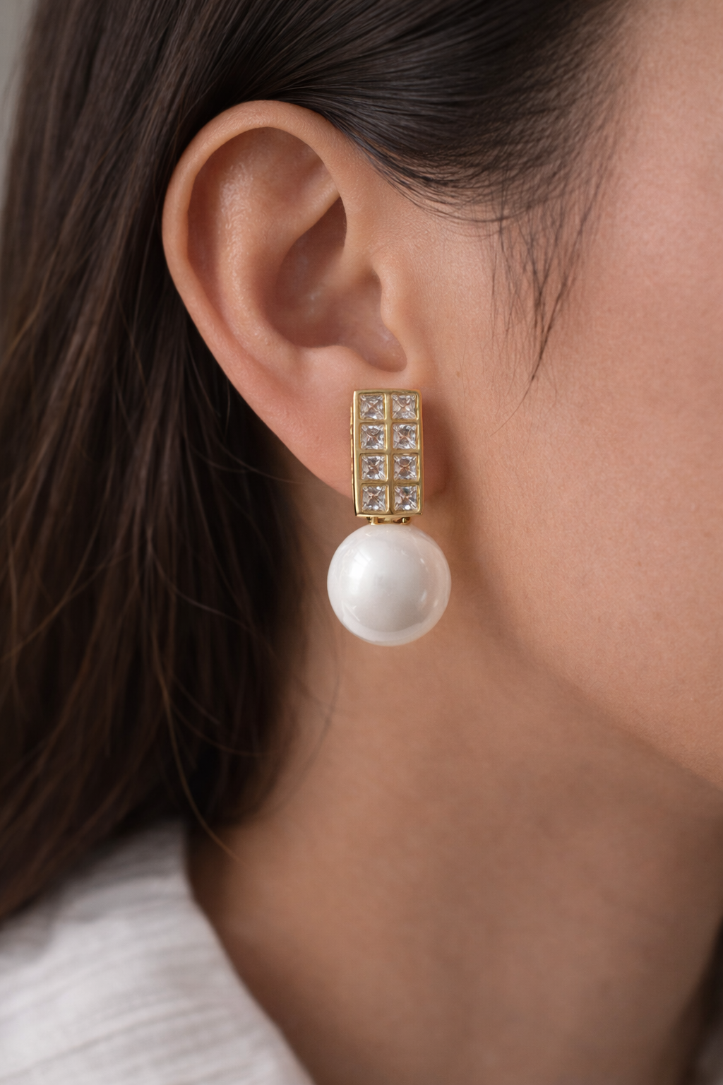 Luxury Pearl Statement Earrings – Gold & Silver Designer Stud Drop Earrings for Women