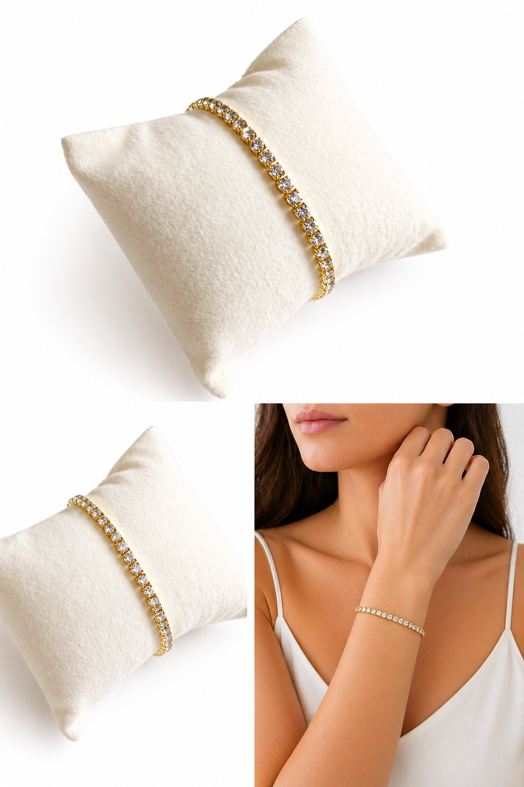 Adjustable Pull-Up Bracelet for Women - Crystal Tennis Slider Bracelet - Gold, Silver and Rose Gold Finish