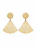 Textured Gold Fan Drop Earrings in 18K Gold Plated Brass | Statement Geometric Earrings