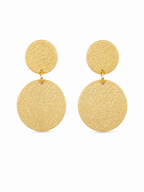 Textured Gold Disc Drop Earrings in 18K Gold Plated Brass | Minimal Statement Round Earrings