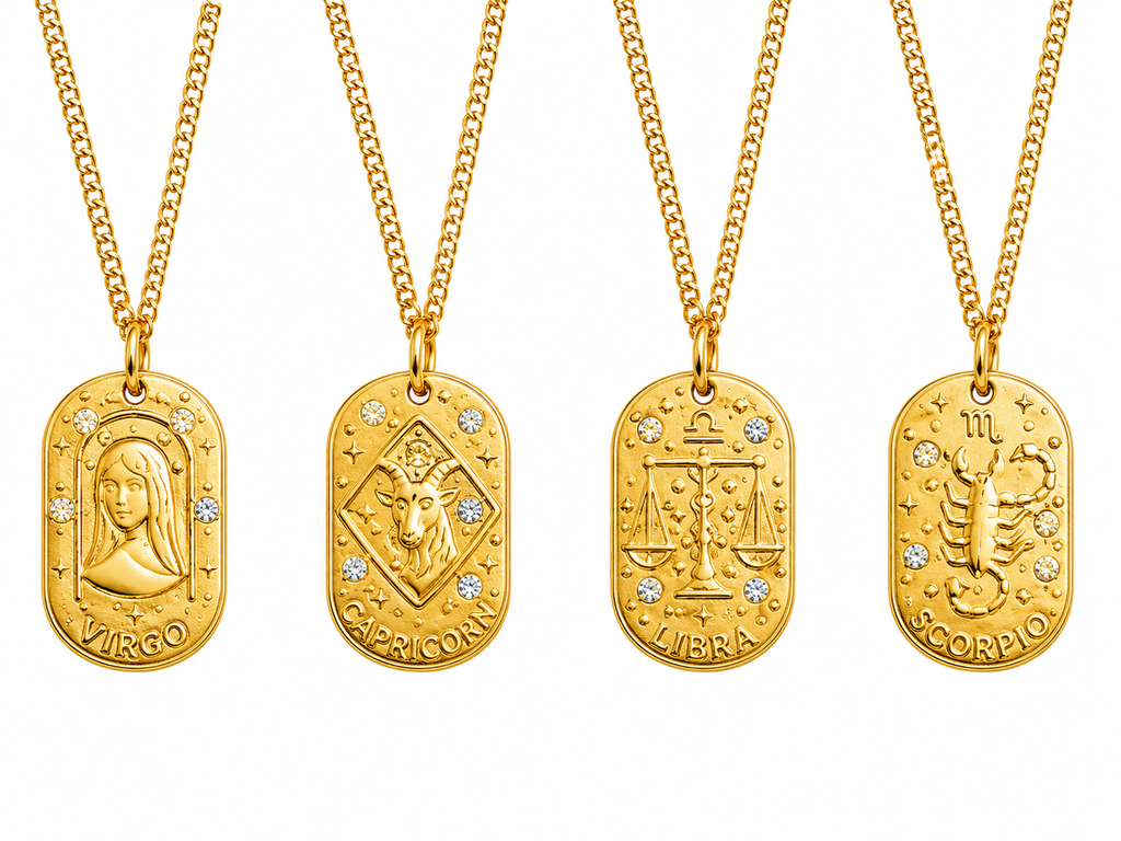 Zodiac Pendant Necklace for Women | Gold Plated Celestial Astrology Necklace