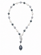 Elegant Pearl Drop Necklace in Silver | Luxury Statement Pearl Necklace for Women