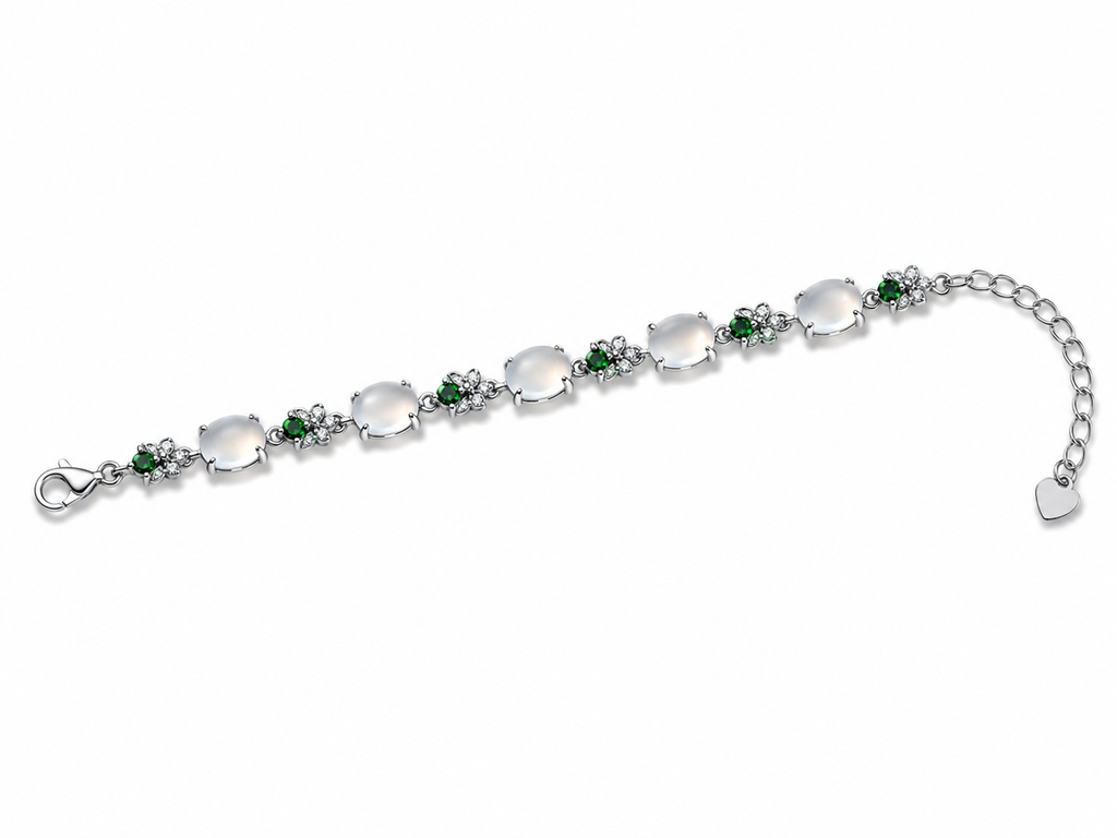 Emerald Charm Bracelet Collection – Elegant Silver-Tone Bracelets in 2 Styles