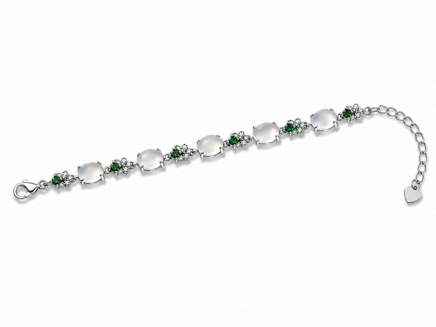 Emerald Charm Bracelet Collection – Elegant Silver-Tone Bracelets in 2 Styles