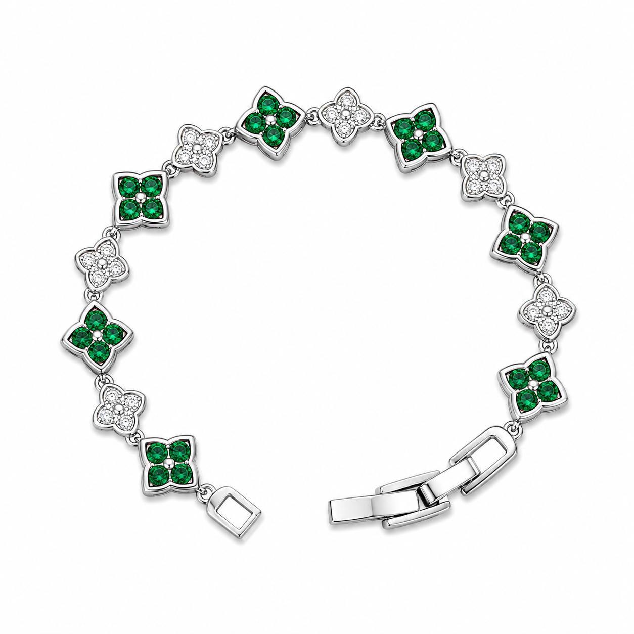 Emerald Charm Bracelet Collection – Elegant Silver-Tone Bracelets in 2 Styles