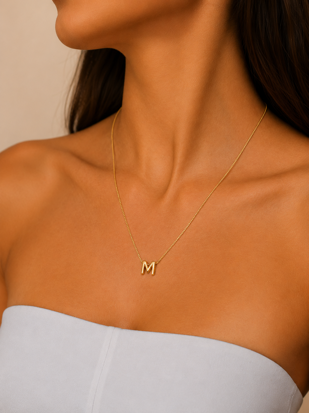Personalized Initial Necklace in Gold | Minimal Letter Pendant Necklace for Women