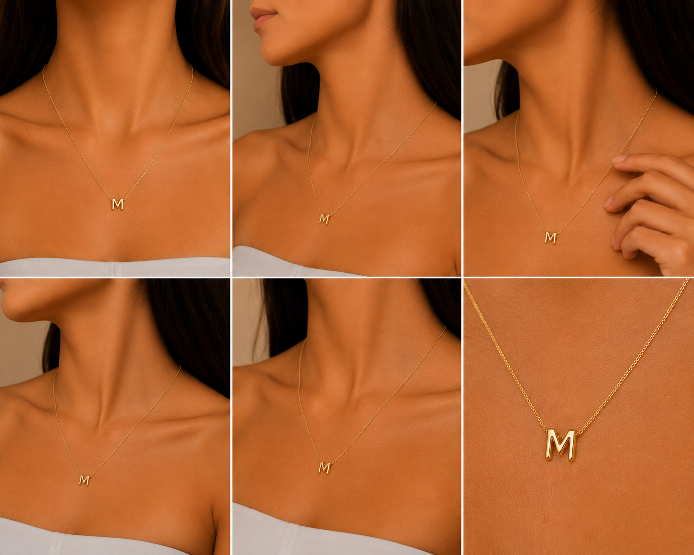 Personalized Initial Necklace in Gold | Minimal Letter Pendant Necklace for Women