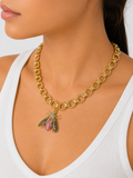 Statement Bee Charm Chain Necklace in Gold | Luxury Chunky Pendant Necklace for Women