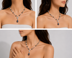 Elegant Pearl Drop Necklace in Silver | Luxury Statement Pearl Necklace for Women