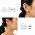Classic Freshwater Pearl Stud Earrings – Minimal Gold Pearl Earrings for Women