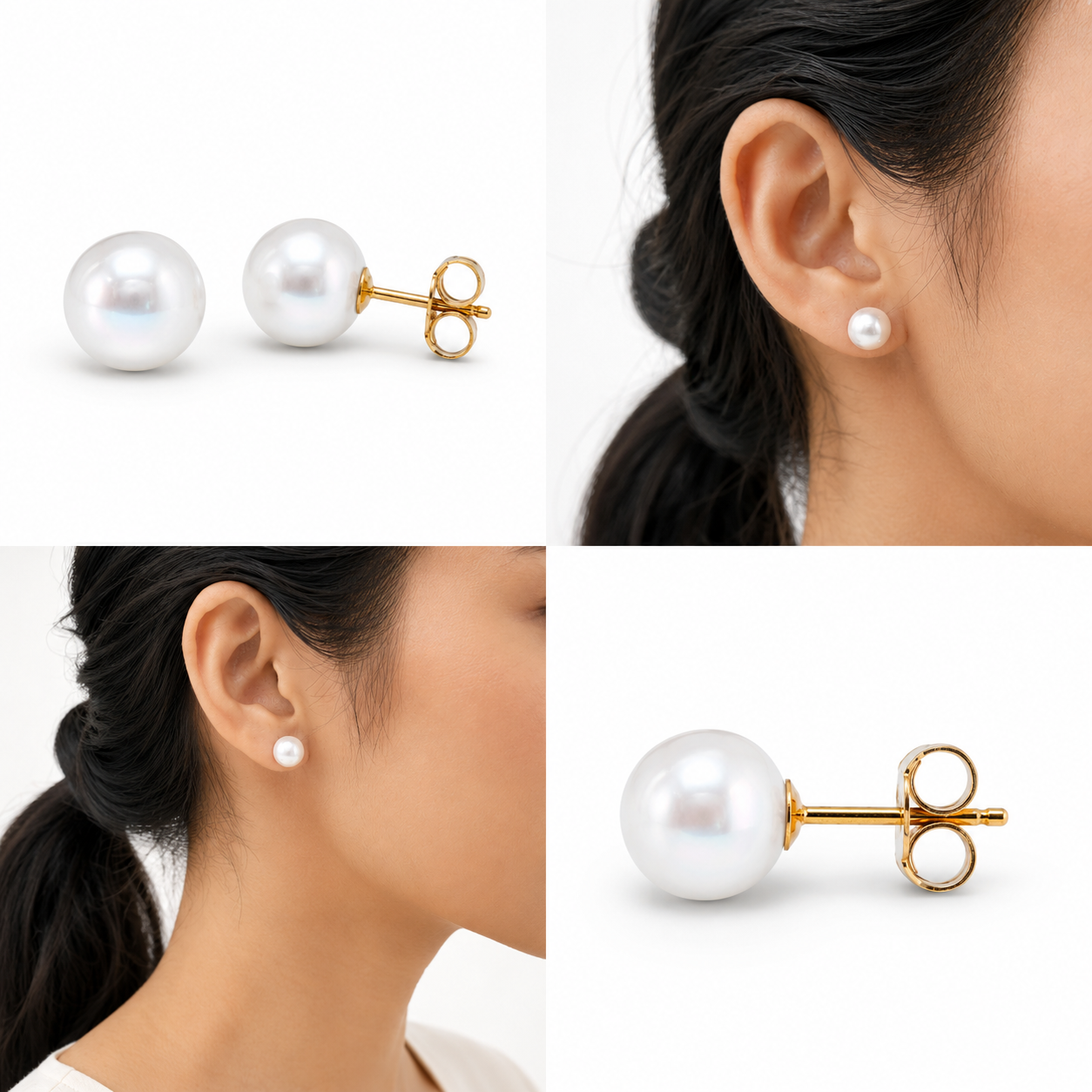 Classic Freshwater Pearl Stud Earrings – Minimal Gold Pearl Earrings for Women