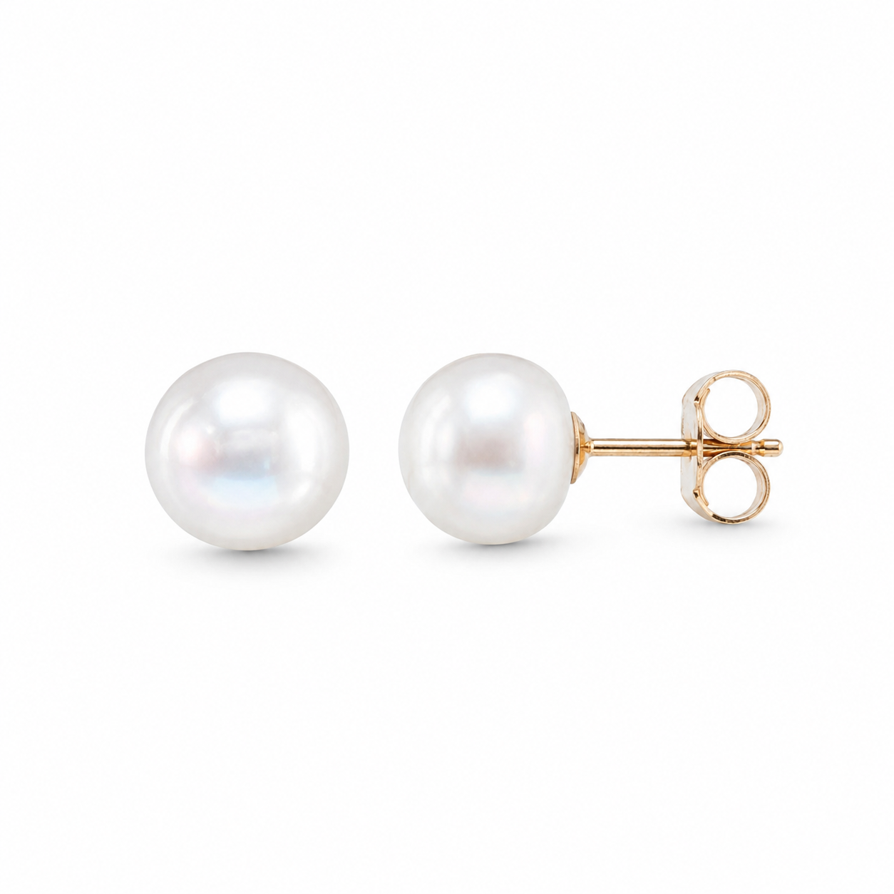 Classic Freshwater Pearl Stud Earrings – Minimal Gold Pearl Earrings for Women