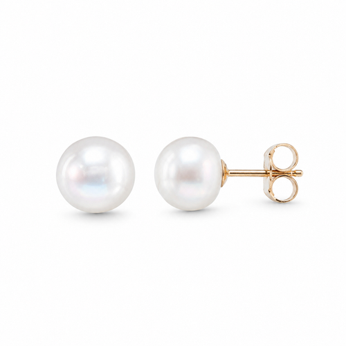 Classic Freshwater Pearl Stud Earrings – Minimal Gold Pearl Earrings for Women