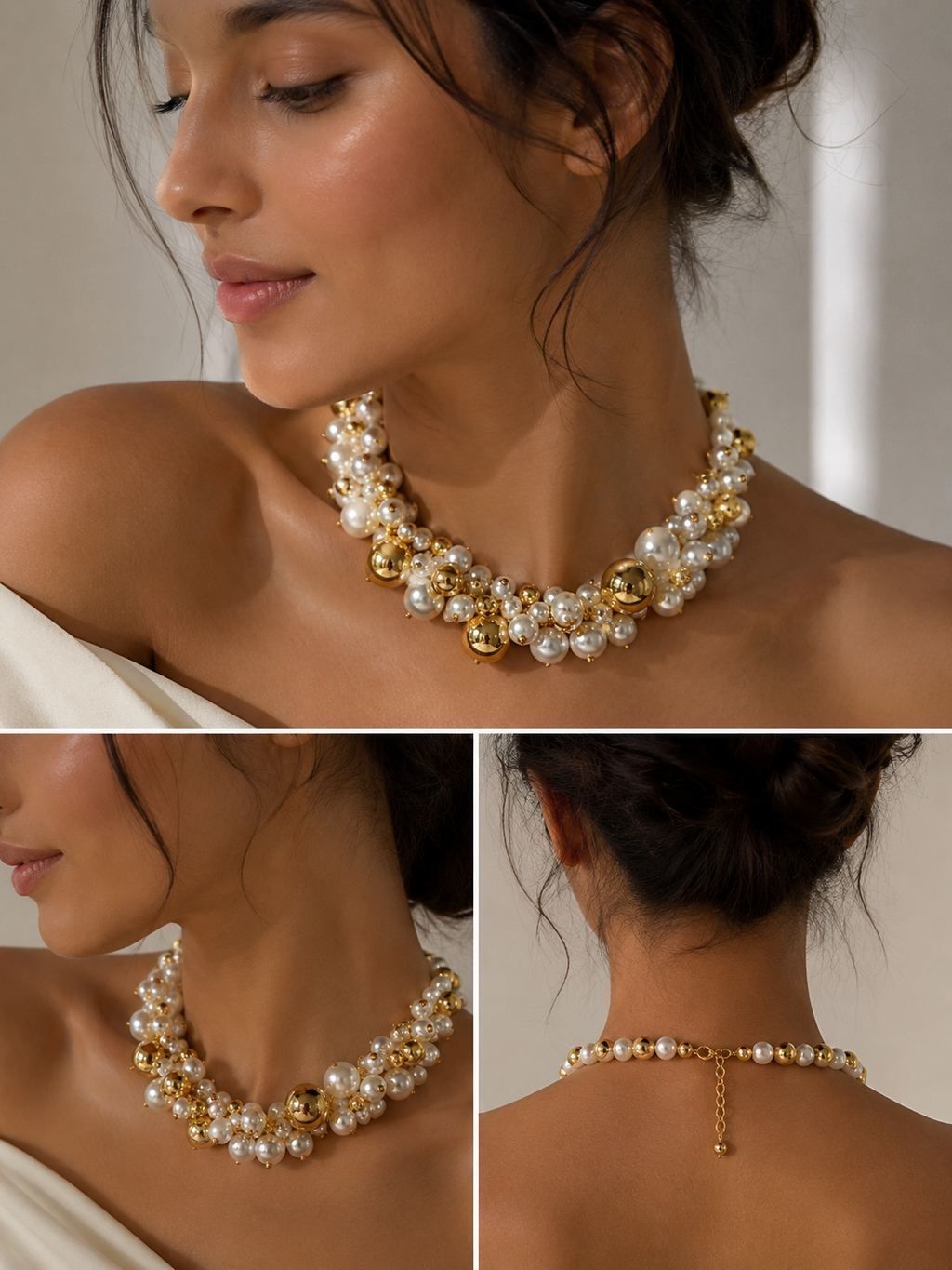 Luxury Statement Pearl Necklace – Gold & Pearl Chunky Collar Necklace