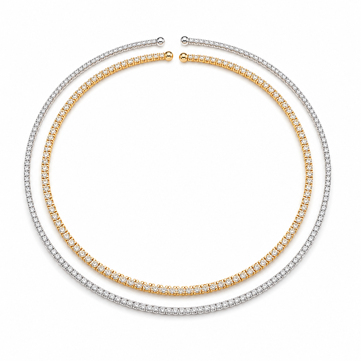 Luxury Tennis Choker Necklace – Crystal Collar Necklace in Gold & Silver