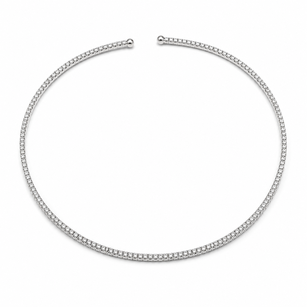 Luxury Tennis Choker Necklace – Crystal Collar Necklace in Gold & Silver