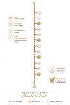 18K Gold Plated Iced Pearl Drop Bracelet