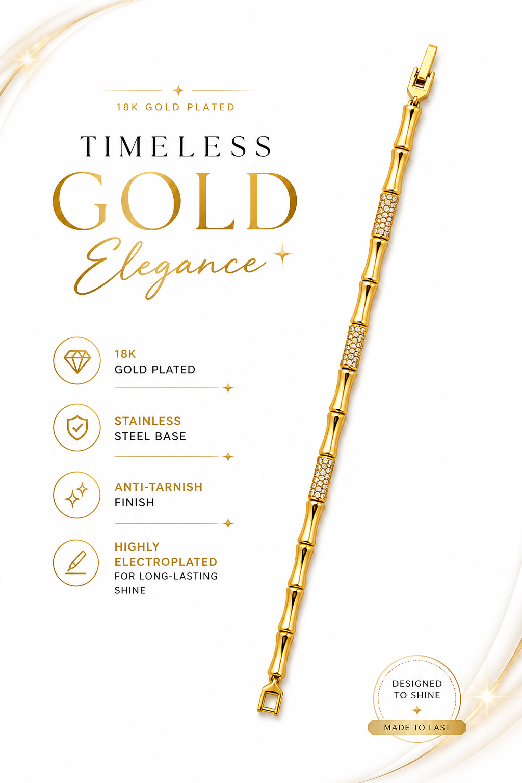 18K Gold Plated Day Dream Zircon Bracelet
