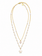 Celeste Pearl Layered Necklace – Gold Plated Double Layer Star Pendant Necklace