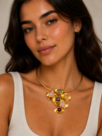Elegant Gold Gemstone Statement Necklace