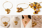 Elegant Gold Gemstone Statement Necklace