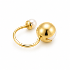 Eclipse Pearl Open Ring – Gold Plated Adjustable Statement Ring