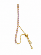 Adjustable Pull-Up Bracelet for Women - Crystal Tennis Slider Bracelet - Gold, Silver and Rose Gold Finish