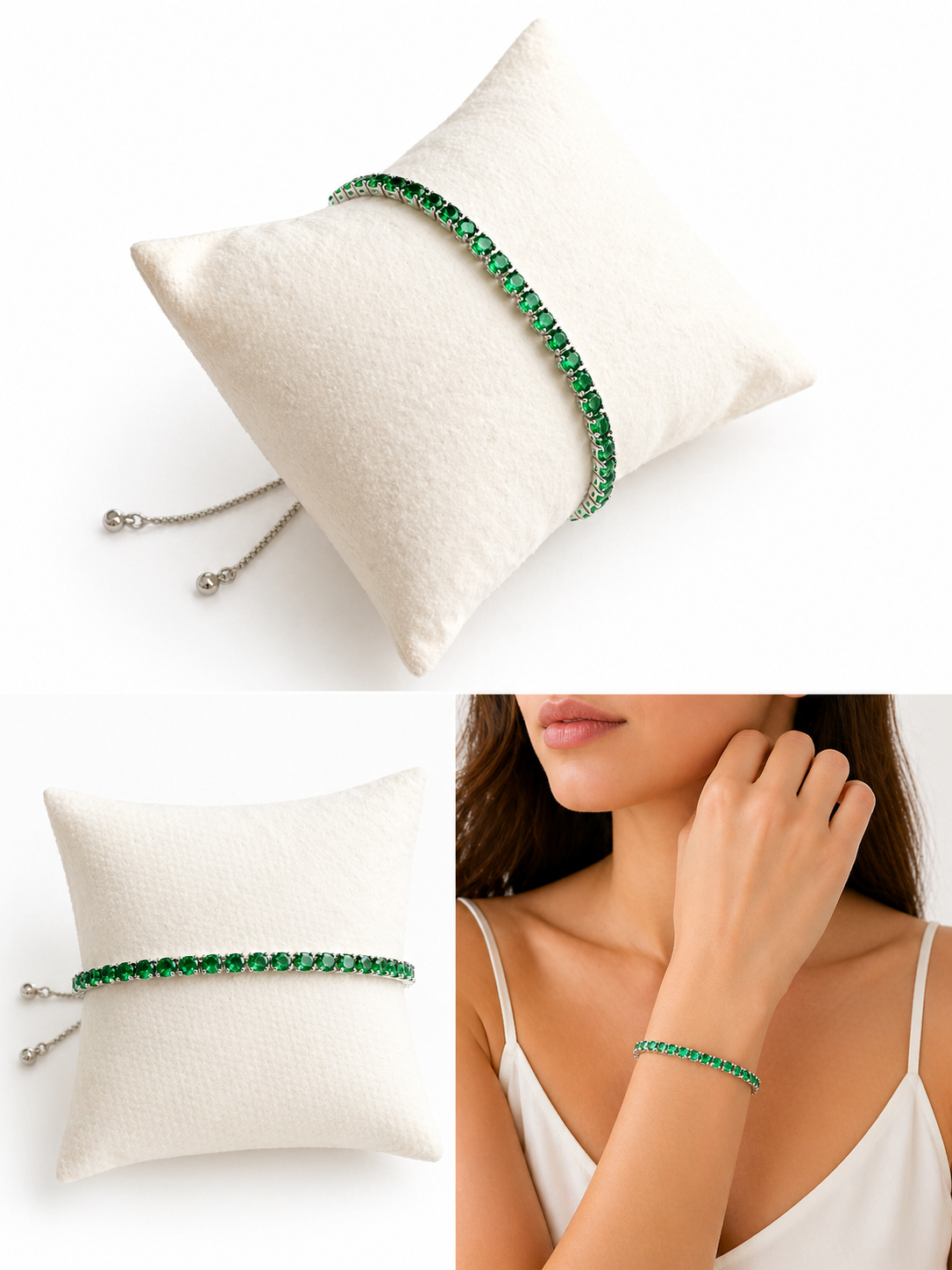 Adjustable Pull-Up Bracelet for Women - Crystal Tennis Slider Bracelet - Gold, Silver and Rose Gold Finish