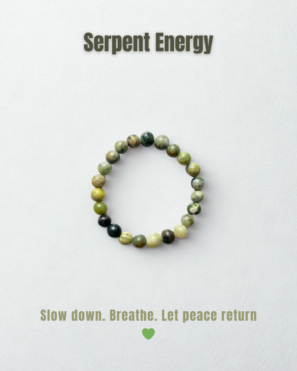 Natural Gemstone Bead Bracelet | Prehnite & Serpentine Crystal Stretch | Healing Stone | Unisex Minimal Jewelry