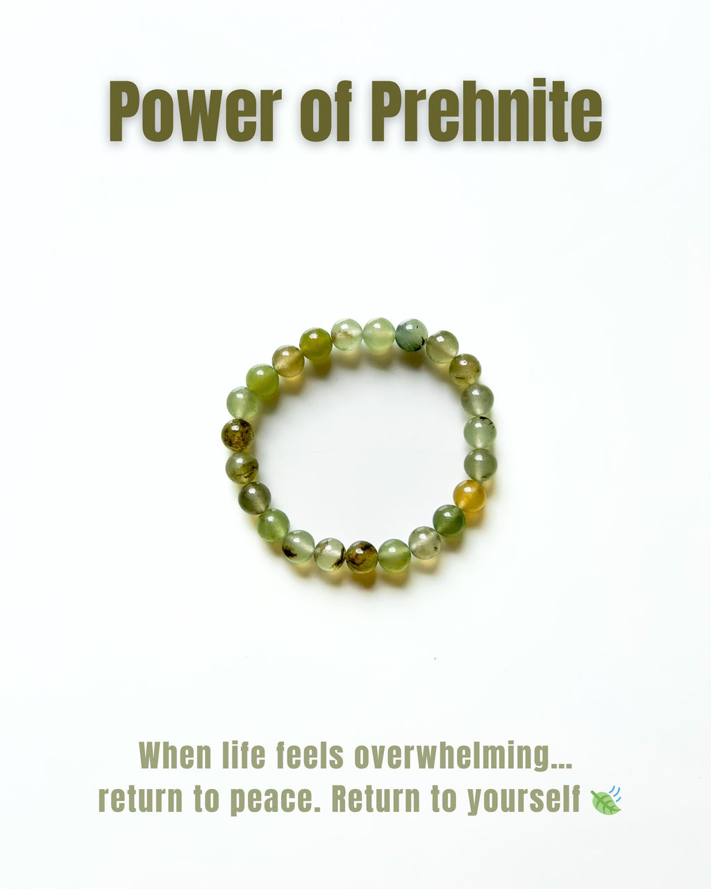 Natural Gemstone Bead Bracelet | Prehnite & Serpentine Crystal Stretch | Healing Stone | Unisex Minimal Jewelry