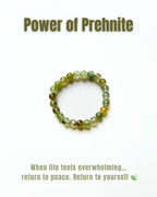 Natural Gemstone Bead Bracelet | Prehnite & Serpentine Crystal Stretch | Healing Stone | Unisex Minimal Jewelry