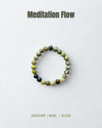 Natural Gemstone Bead Bracelet | Prehnite & Serpentine Crystal Stretch | Healing Stone | Unisex Minimal Jewelry