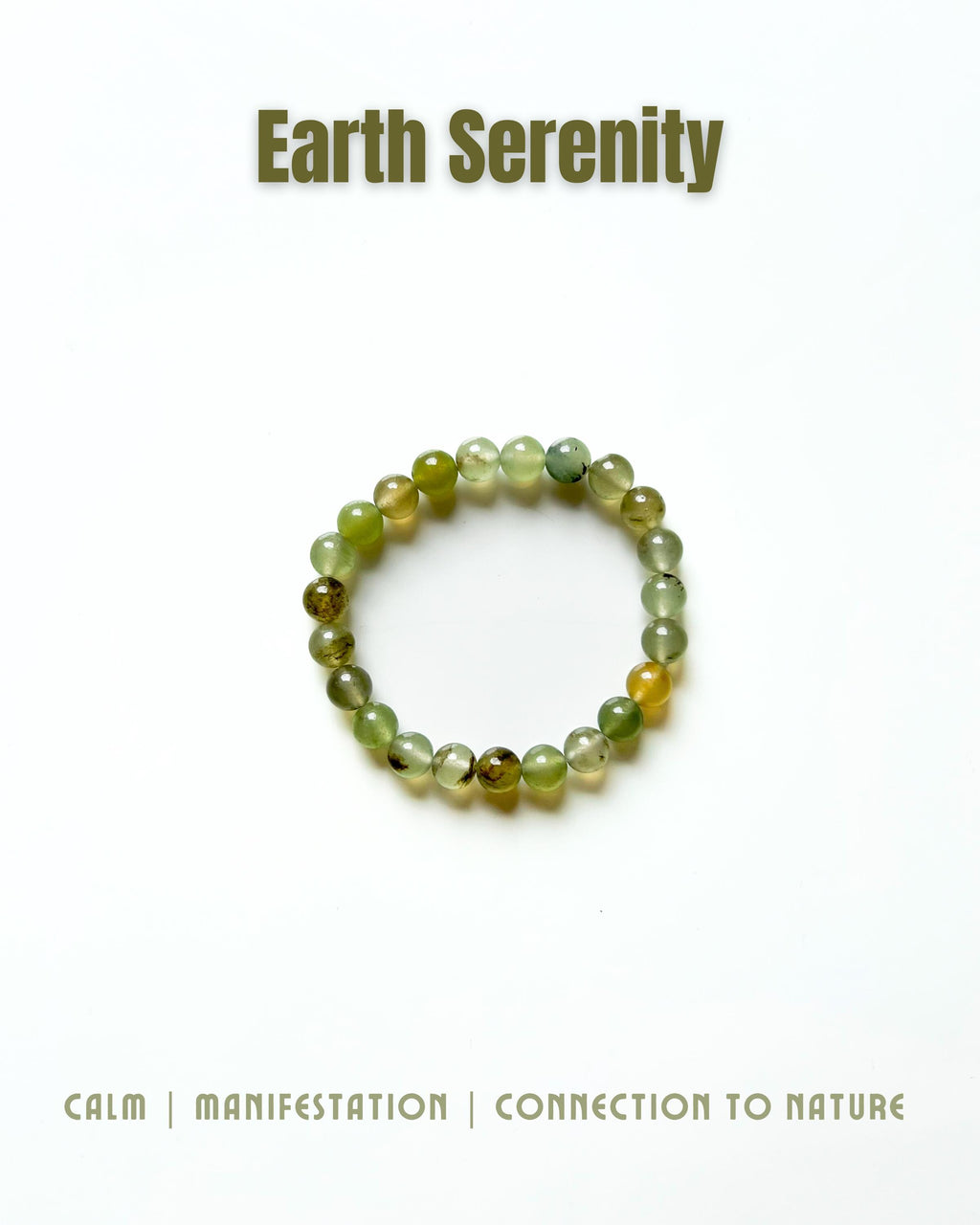 Natural Gemstone Bead Bracelet | Prehnite & Serpentine Crystal Stretch | Healing Stone | Unisex Minimal Jewelry