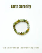 Natural Gemstone Bead Bracelet | Prehnite & Serpentine Crystal Stretch | Healing Stone | Unisex Minimal Jewelry