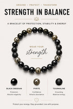 Protection & Manifestation Crystal Bracelet | Black Tourmaline Garnet | Pyrite Obsidian Tourmaline | Handmade Gemstone Jewelry
