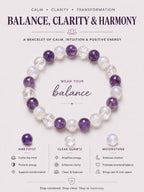 Moonstone Crystal Bracelet | Labradorite Moonstone | Clear Quartz Amethyst | Spiritual Healing Jewelry