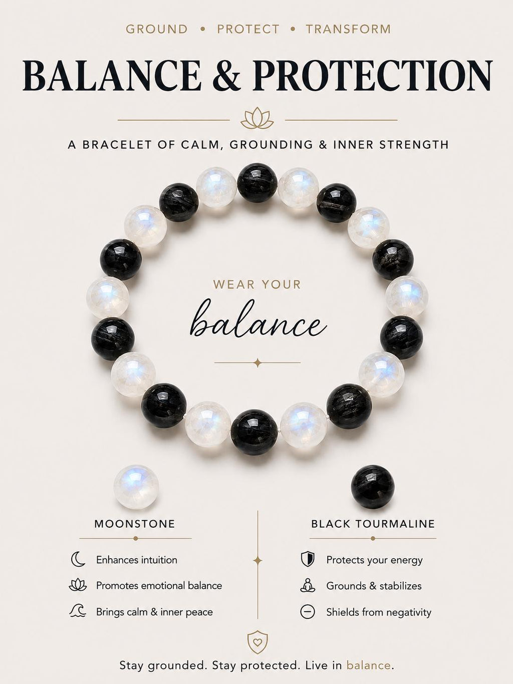 Moonstone Crystal Bracelet | Labradorite Moonstone | Clear Quartz Amethyst | Spiritual Healing Jewelry