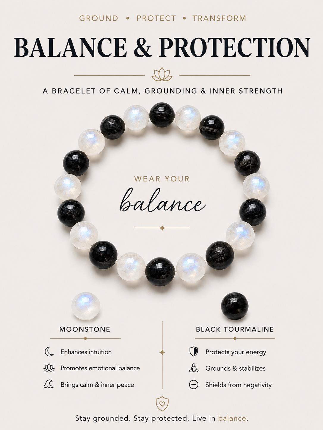 Moonstone Crystal Bracelet | Labradorite Moonstone | Clear Quartz Amethyst | Spiritual Healing Jewelry