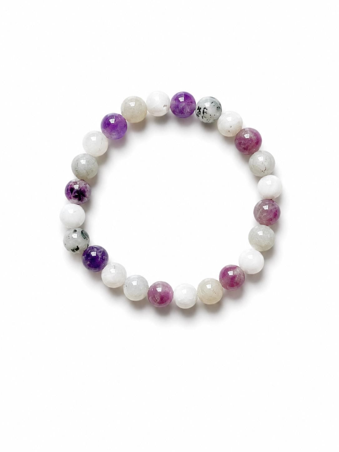 Howlite Moonstone Bracelet | Amethyst Crystal | Calming & Spiritual Healing Jewelry | Gemstone Bracelet