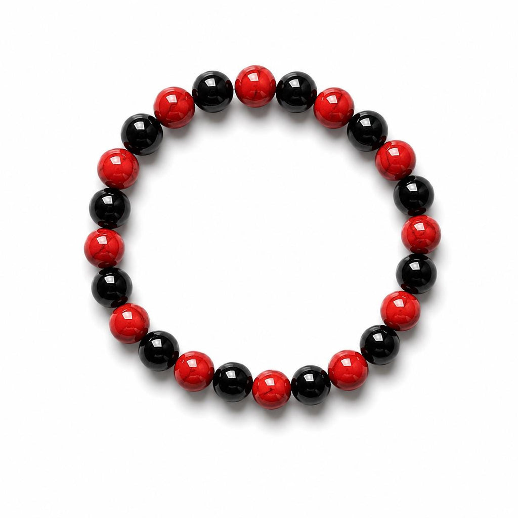 Black Obsidian Red Jasper Bracelet | Protection Strength Gemstone