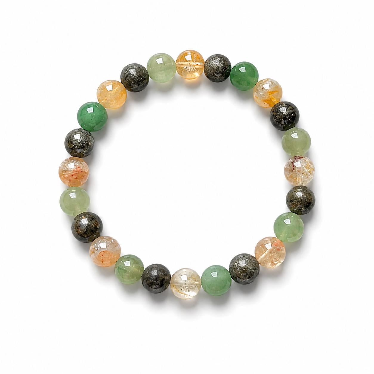 Green Aventurine Pyrite Citrine | Abundance & Success Crystal | Manifestation Gemstone Jewelry | Handmade Healing Bracelet